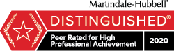 Martindale Hubbell Distinguished Peer Rated for High Professional Achievement 2020